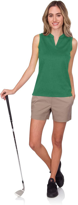 Three Sixty Six Womens Quick Dry Polo Shirt - Sleeveless and Collarless Golf Shirts w/ 4-Way Stretch Fabric and UV Protection