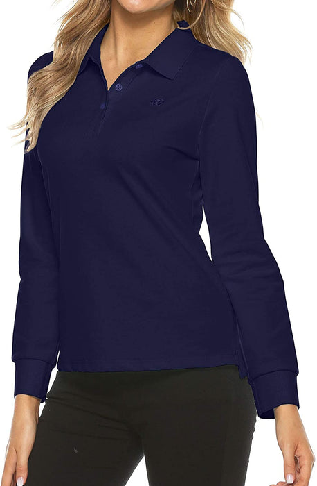 AjezMax Womens Long Sleeve Polo Shirt