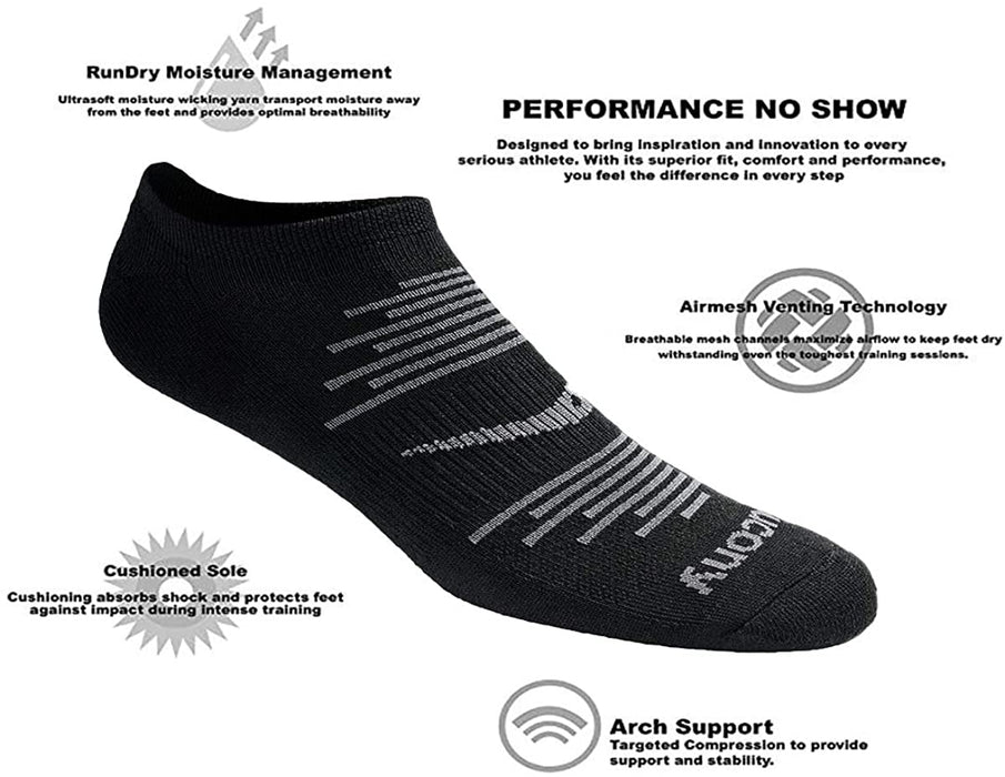 Saucony mens Multi-pack Firework Ventilating Performance Comfort No-show Socks