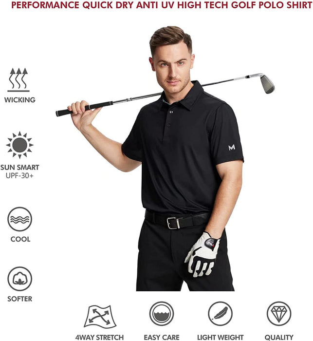 Mens Polo Shirts Short Sleeve Casual Solid Stylish Dry Fit Performance Designed Collared Golf Polo Shirts for Men