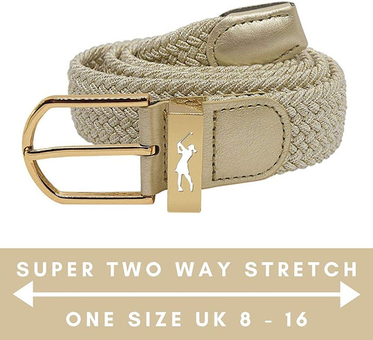 Surprizeshop Super Stretch Woven Webbing Belt | Womens Golf Belt | ONE SIZE FITS MOST | Reinforced PU Tip