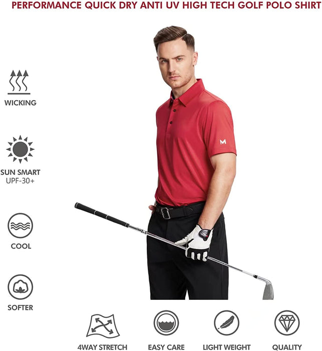 Mens Polo Shirts Short Sleeve Casual Solid Stylish Dry Fit Performance Designed Collared Golf Polo Shirts for Men