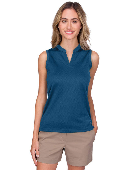 Three Sixty Six Womens Quick Dry Polo Shirt - Sleeveless and Collarless Golf Shirts w/ 4-Way Stretch Fabric and UV Protection