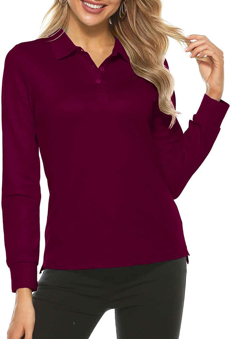 AjezMax Womens Long Sleeve Polo Shirt