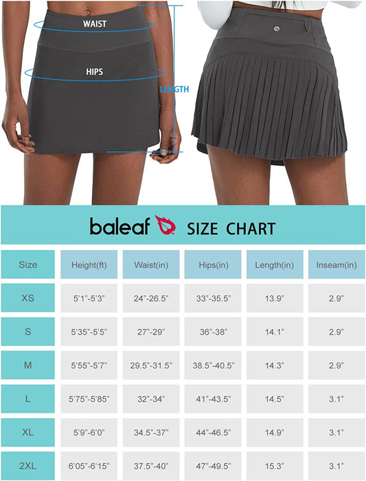 BALEAF Women's Pleated Tennis Skirts High Waisted Lightweight Athletic Golf  Skorts Skirts with Shorts Pockets — The Golf Central