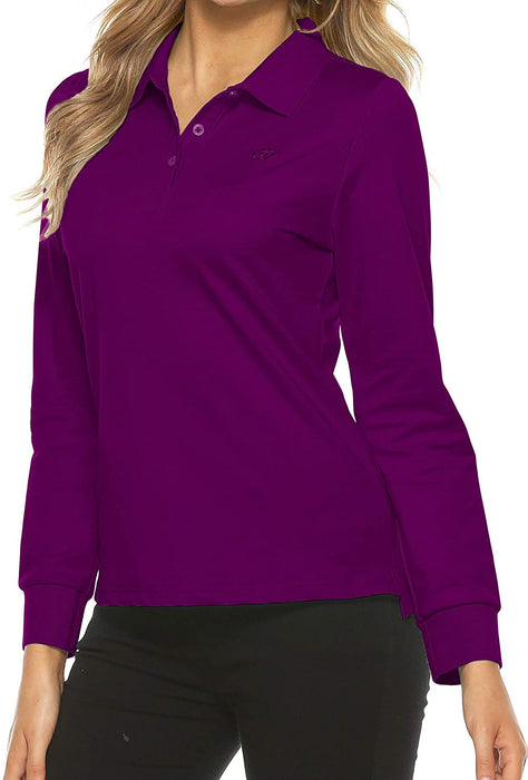 AjezMax Womens Long Sleeve Polo Shirt