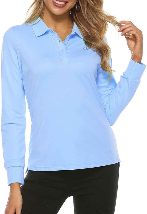 AjezMax Womens Long Sleeve Polo Shirt