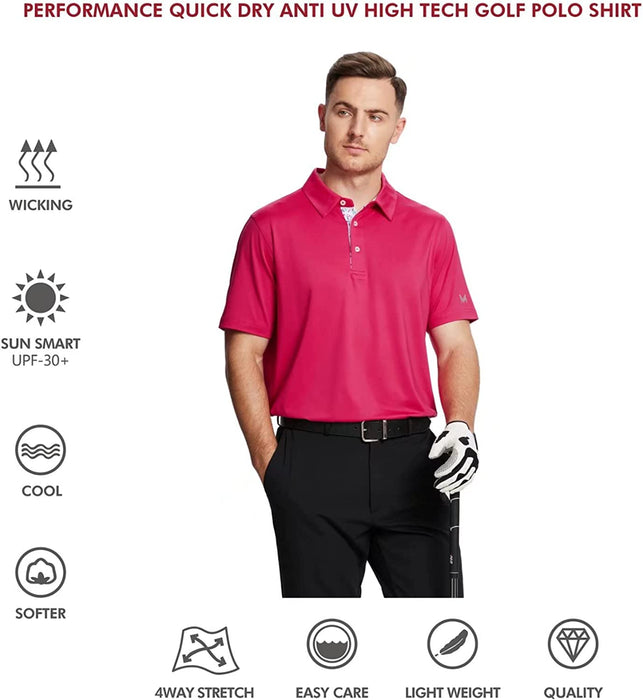 Mens Polo Shirts Short Sleeve Casual Solid Stylish Dry Fit Performance  Designed Collared Golf Polo Shirts for Men — The Golf Central