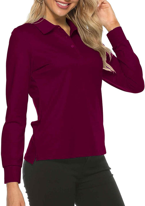 AjezMax Womens Long Sleeve Polo Shirt