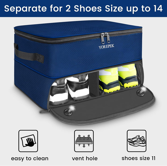 2 Layer Golf Trunk Organizer, Waterproof Car Golf Locker with Separate Ventilated Compartment for 2 Pair Shoes, Durable Golf Trunk Storage for Balls, Tees, Clothes, Gloves, Accessories, Golf Gifts