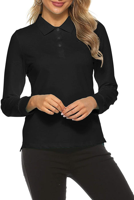 AjezMax Womens Long Sleeve Polo Shirt