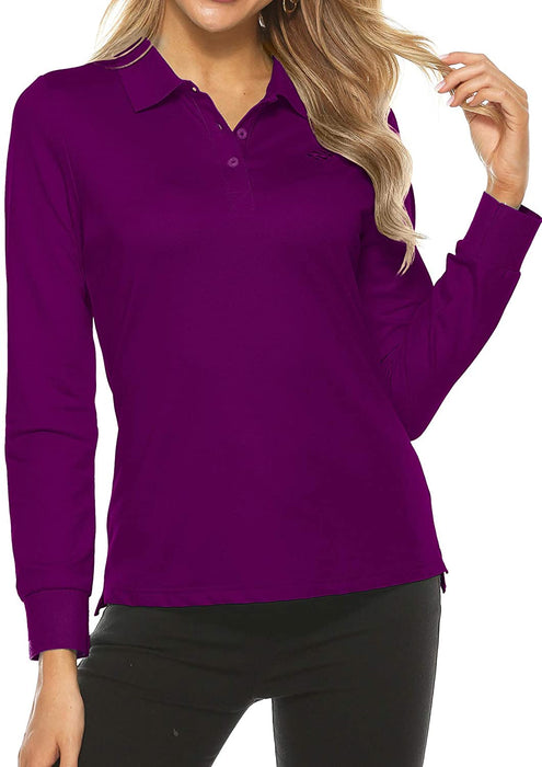 AjezMax Womens Long Sleeve Polo Shirt