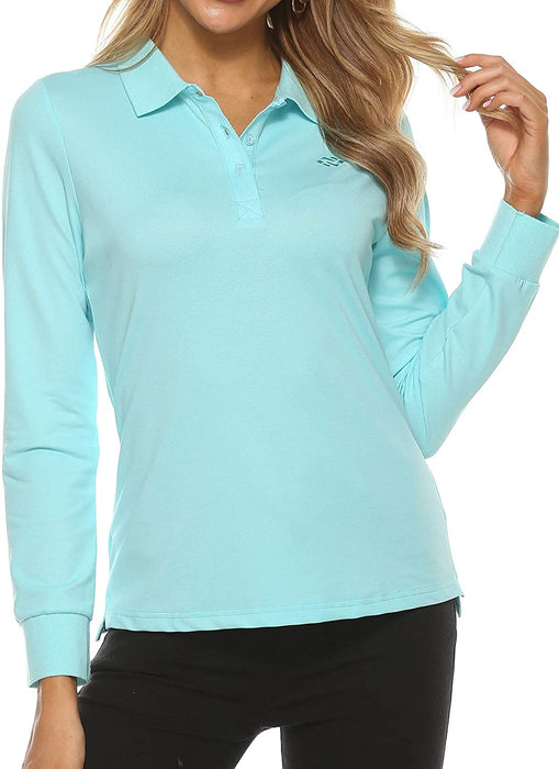 AjezMax Womens Long Sleeve Polo Shirt