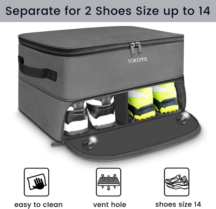 2 Layer Golf Trunk Organizer, Waterproof Car Golf Locker with Separate Ventilated Compartment for 2 Pair Shoes, Durable Golf Trunk Storage for Balls, Tees, Clothes, Gloves, Accessories, Golf Gifts