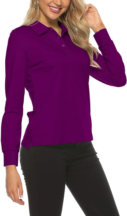 AjezMax Womens Long Sleeve Polo Shirt