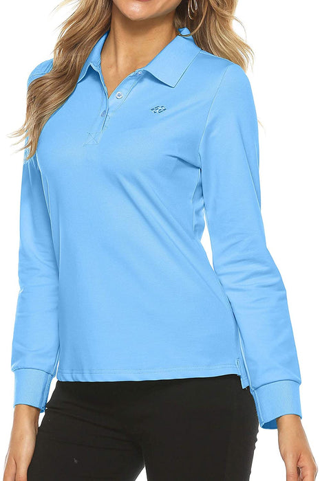 AjezMax Womens Long Sleeve Polo Shirt