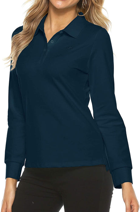 AjezMax Womens Long Sleeve Polo Shirt