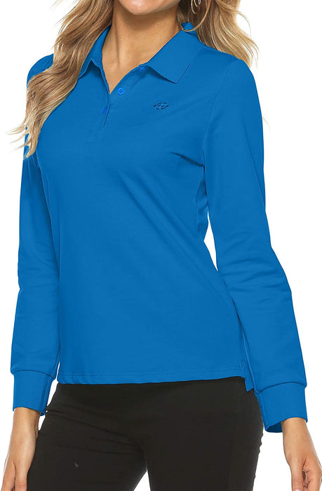 AjezMax Womens Long Sleeve Polo Shirt