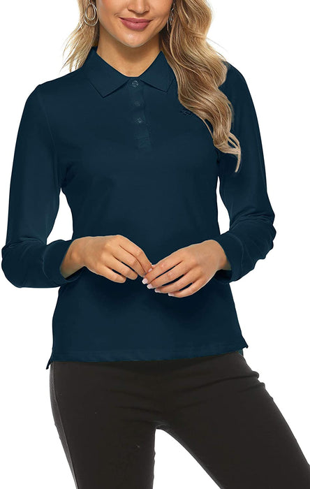 AjezMax Womens Long Sleeve Polo Shirt