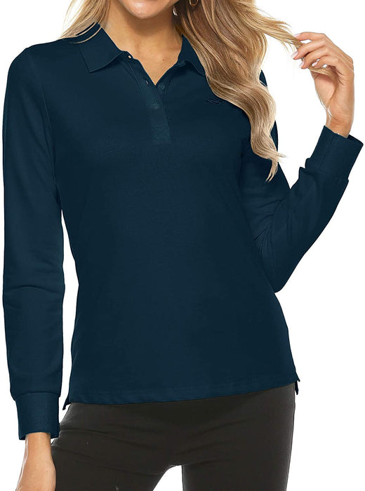 AjezMax Womens Long Sleeve Polo Shirt