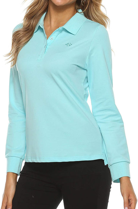 AjezMax Womens Long Sleeve Polo Shirt