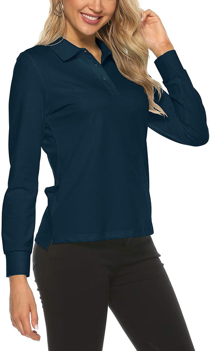 AjezMax Womens Long Sleeve Polo Shirt