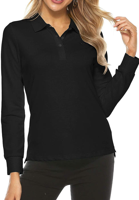 AjezMax Womens Long Sleeve Polo Shirt