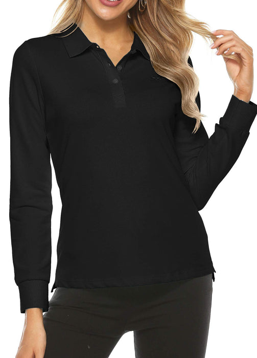 AjezMax Womens Long Sleeve Polo Shirt