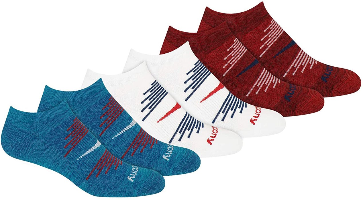 Saucony mens Multi-pack Firework Ventilating Performance Comfort No-show Socks