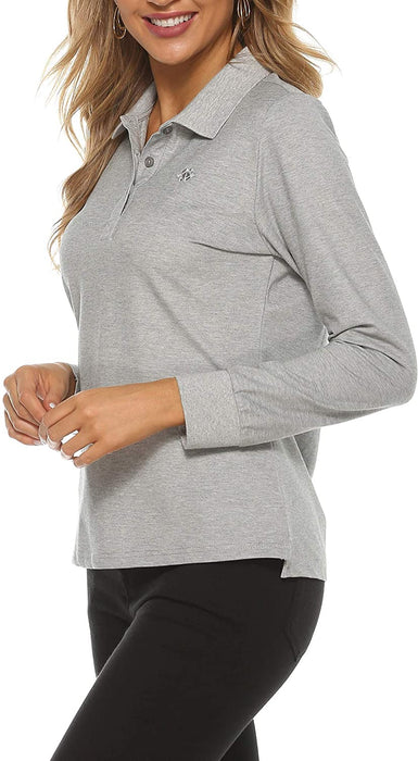 AjezMax Womens Long Sleeve Polo Shirt