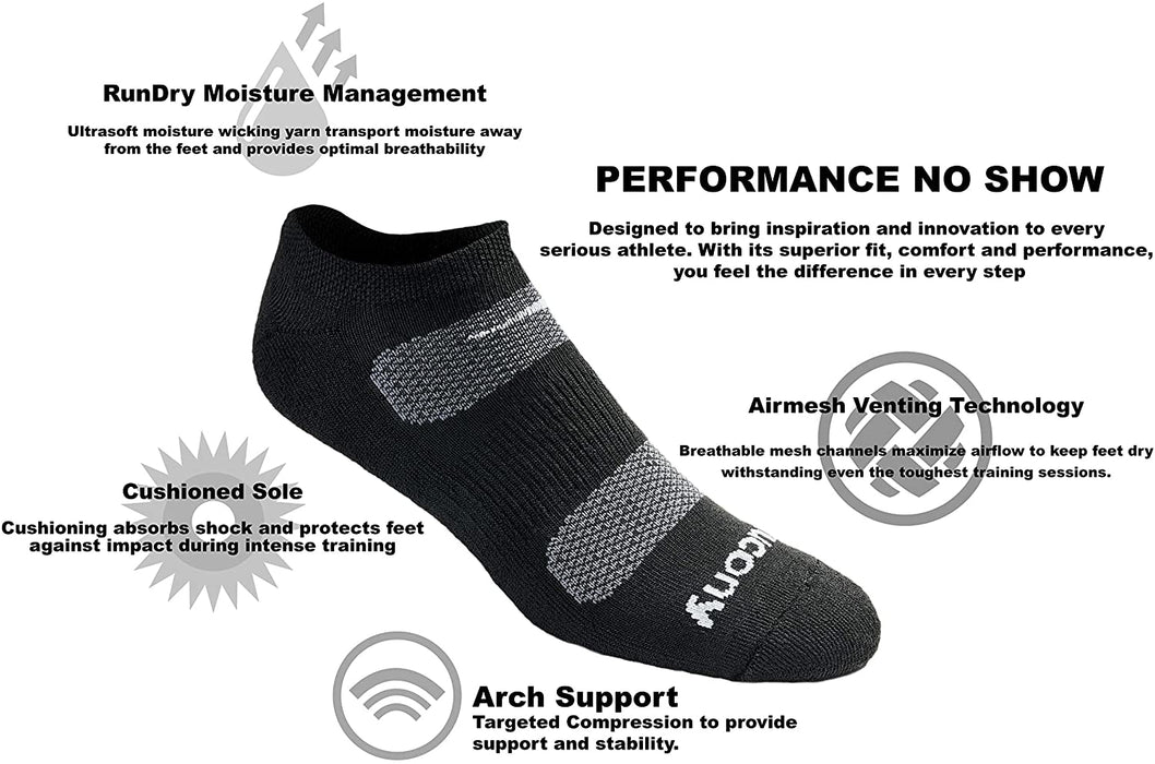 Saucony mens Multi-pack Firework Ventilating Performance Comfort No-show Socks