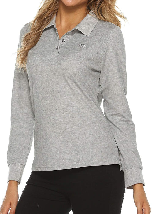 AjezMax Womens Long Sleeve Polo Shirt