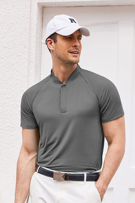 COOFANDY Men's Collarless Golf Polo Shirts Quick Dry Polo Shirts