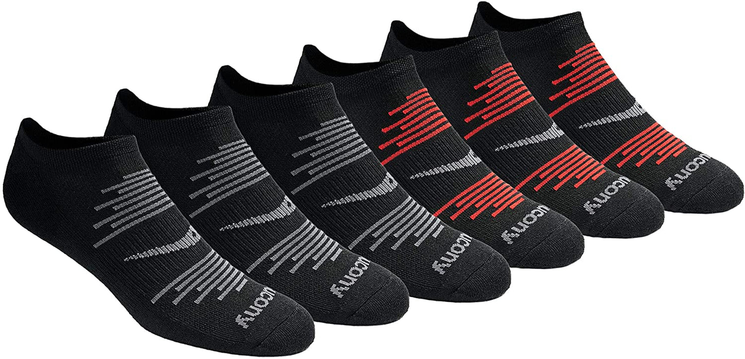 Saucony mens Multi-pack Firework Ventilating Performance Comfort No-show Socks