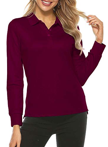 AjezMax Womens Long Sleeve Polo Shirt