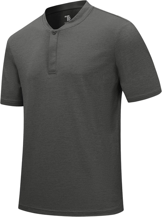 Rdruko Men's Collarless Golf Shirts Henley Dry Fit Athletic Lightweight  Performance Casual Blade Polo T Shirts Short Sleeve — The Golf Central