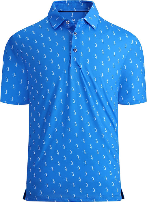 Alex Vando Mens Golf Shirt Moisture Wicking Quick-Dry Print Performance Polo Shirts for Men