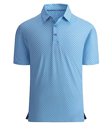 Alex Vando Mens Golf Shirt Moisture Wicking Quick-Dry Print Performance Polo Shirts for Men