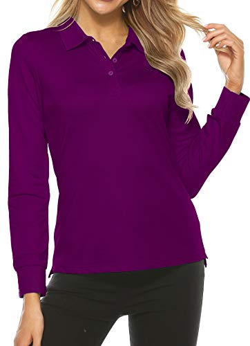 AjezMax Womens Long Sleeve Polo Shirt