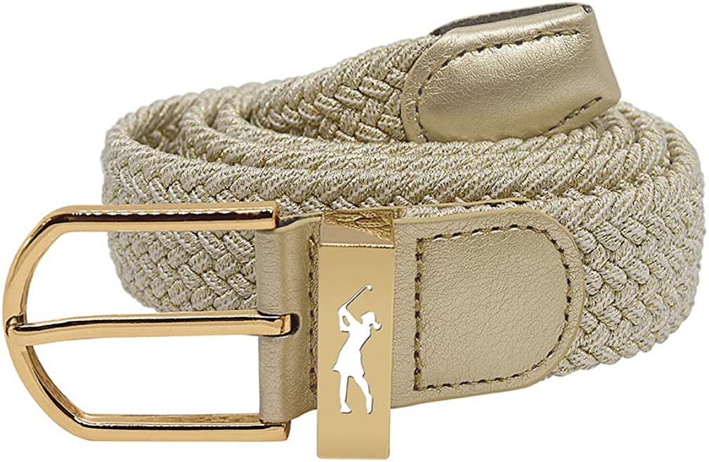 Surprizeshop Super Stretch Woven Webbing Belt | Womens Golf Belt | ONE SIZE FITS MOST | Reinforced PU Tip