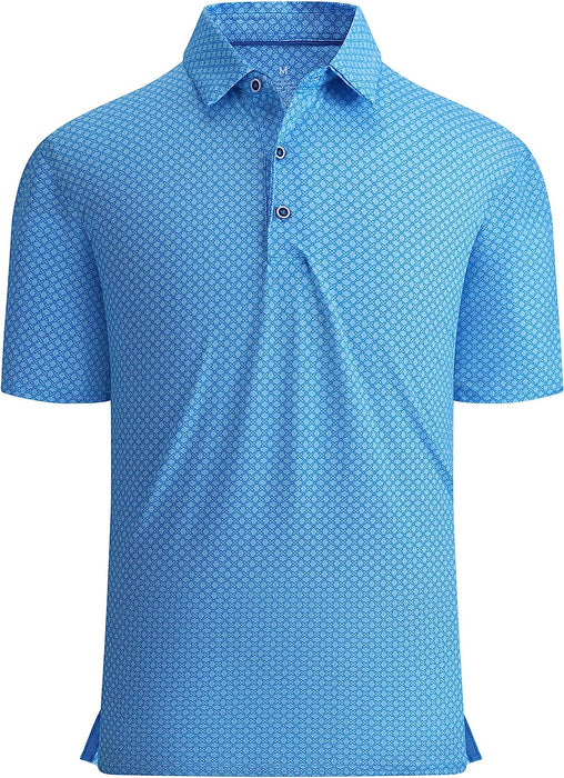 Alex Vando Mens Golf Shirt Moisture Wicking Quick-Dry Print Performance Polo Shirts for Men