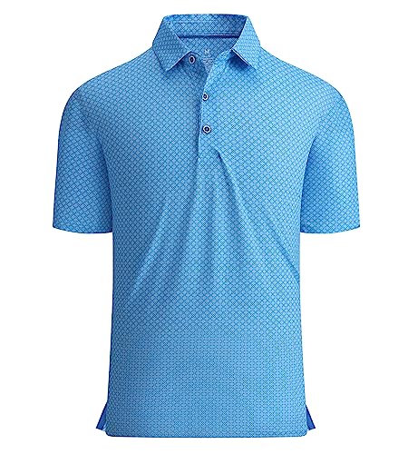 Alex Vando Mens Golf Shirt Moisture Wicking Quick-Dry Print Performance Polo Shirts for Men