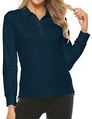 AjezMax Womens Long Sleeve Polo Shirt